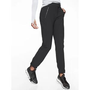Athleta Wander Straight Pants 4T Black Athletic Yoga Pants Hiking Zip Pockets